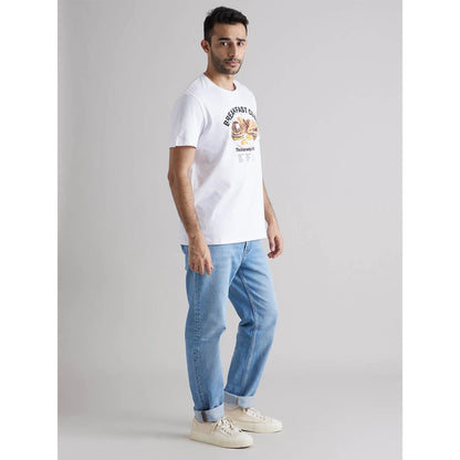 White Graphic Printed Cotton T-shirt