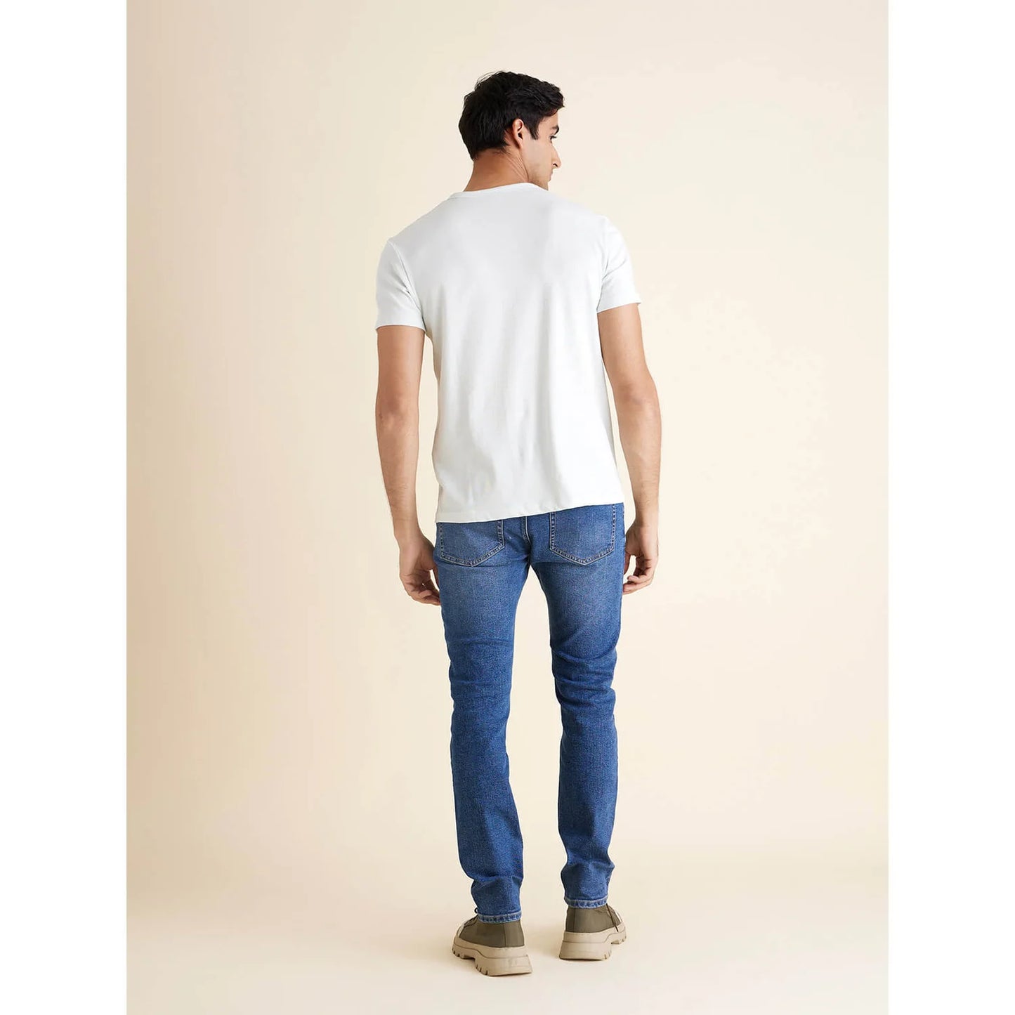 White Solid Blended T-shirt