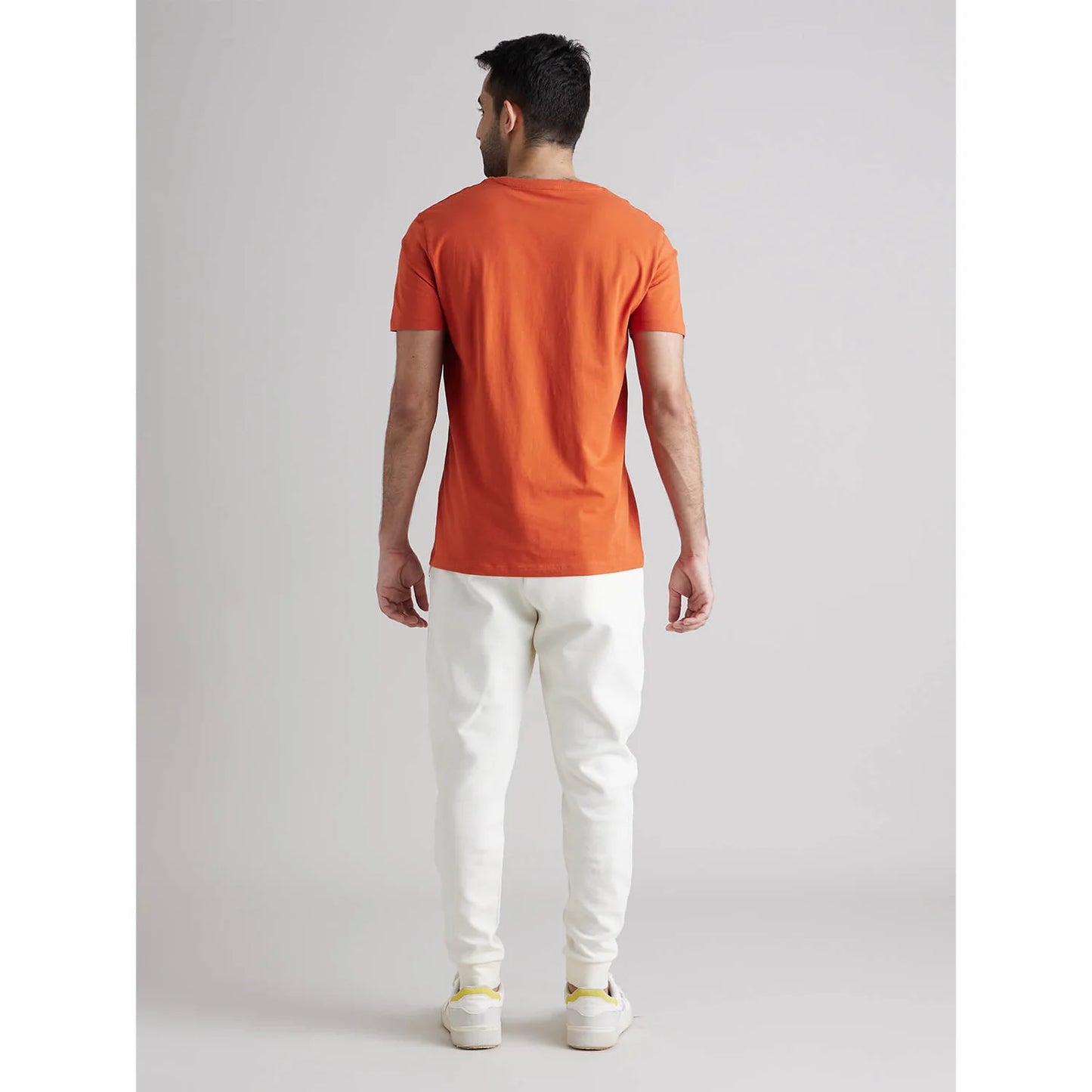Celio* Solid Regular Fit Cotton Rust T-Shirt