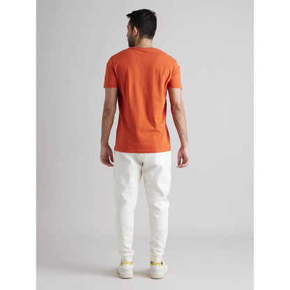 Celio* Solid Regular Fit Cotton Rust T-Shirt