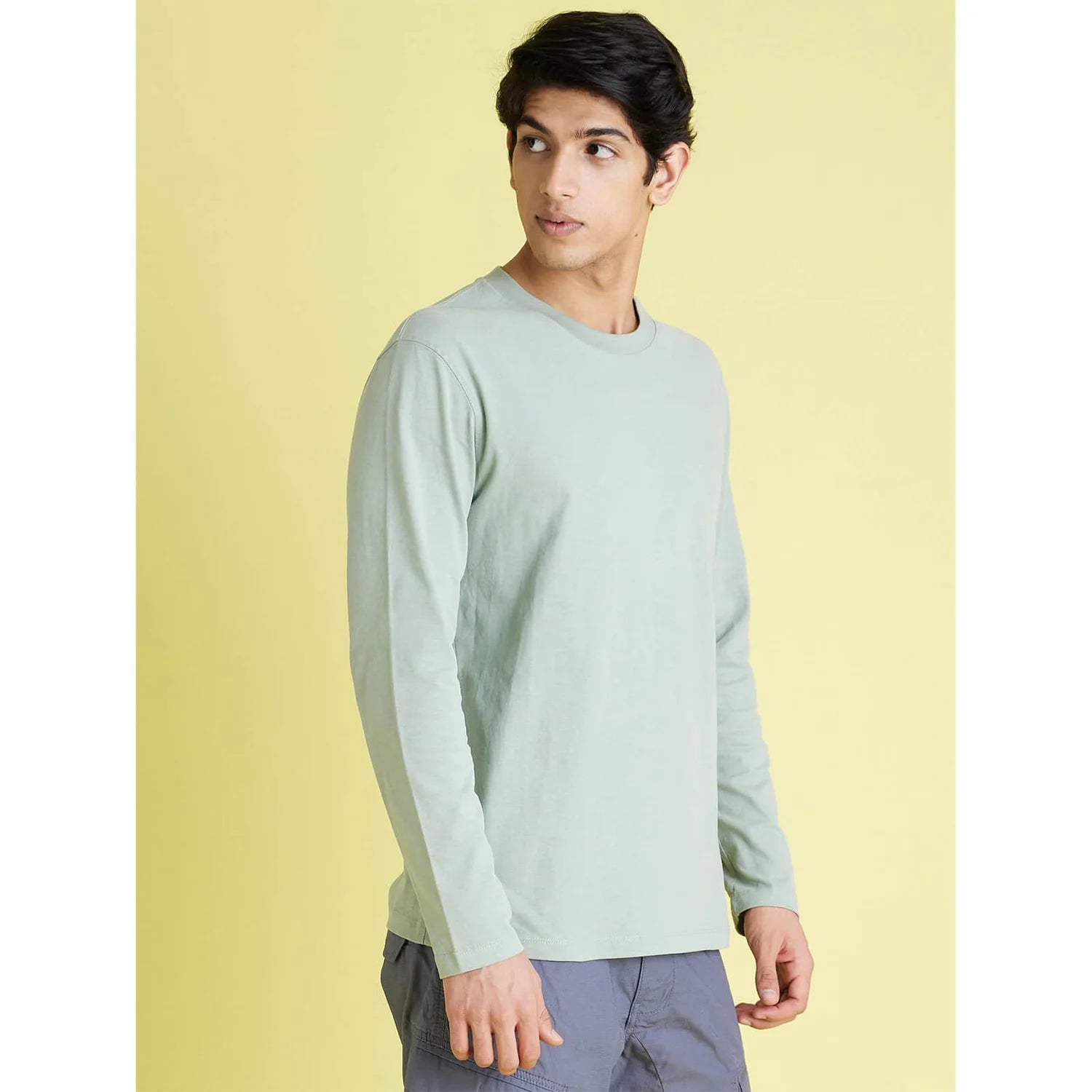 Green Solid Cotton T-shirt