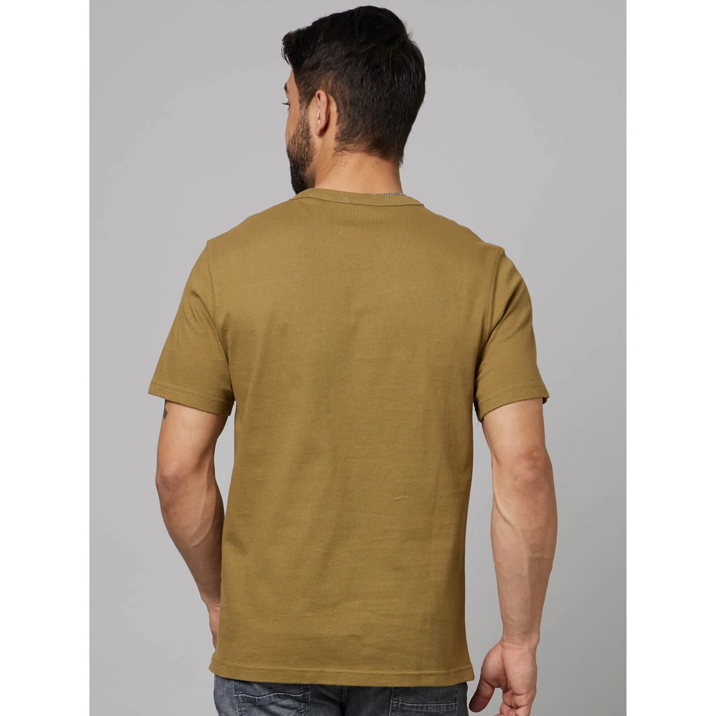 Green Solid Cotton T-shirt