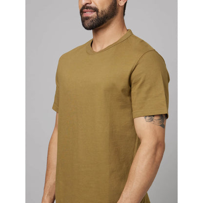 Green Solid Cotton T-shirt