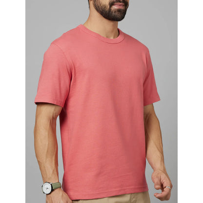 Pink Solid Cotton T-shirt