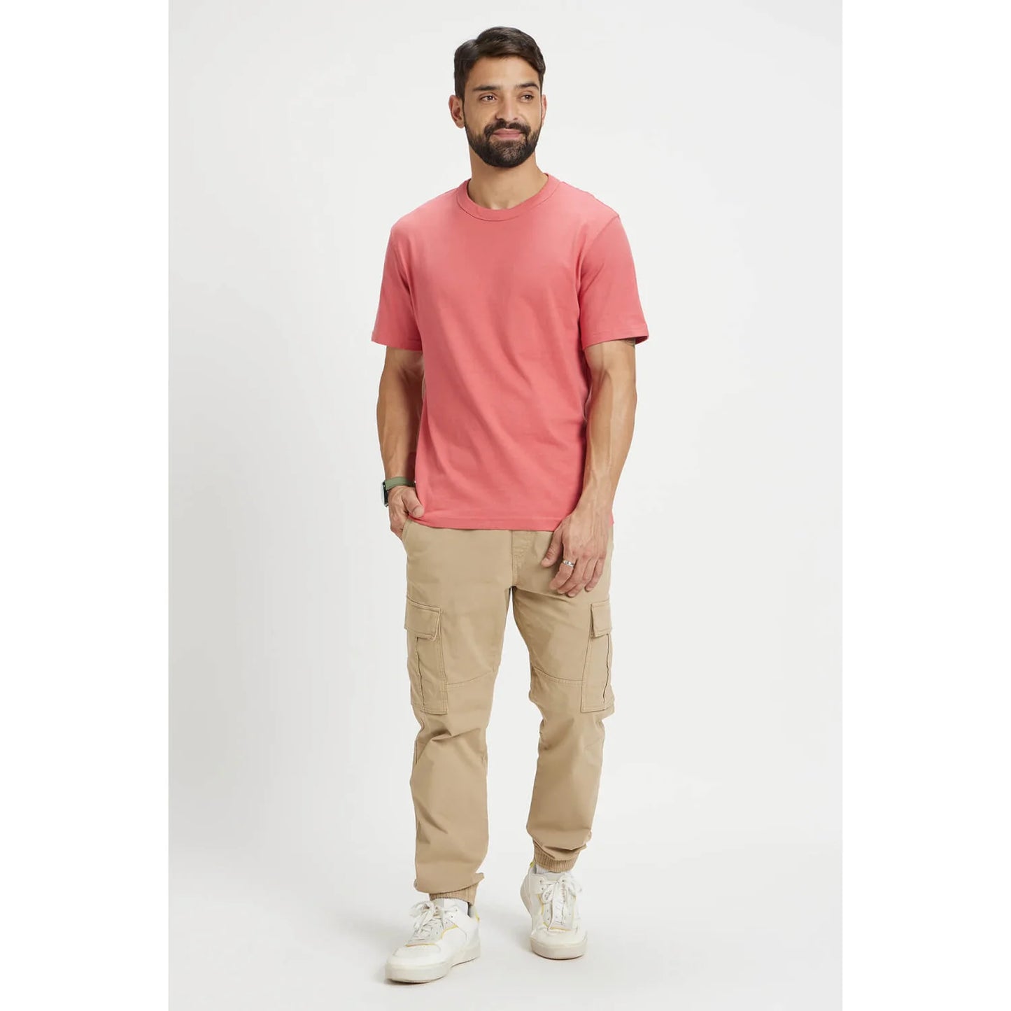 Pink Solid Cotton T-shirt