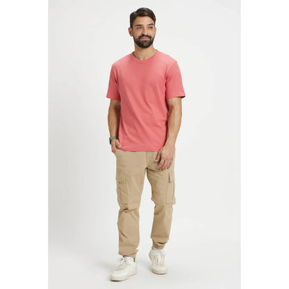 Pink Solid Cotton T-shirt