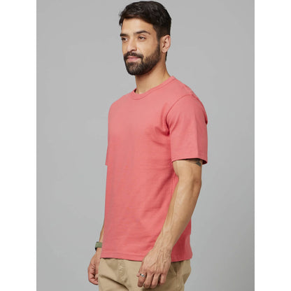 Pink Solid Cotton T-shirt