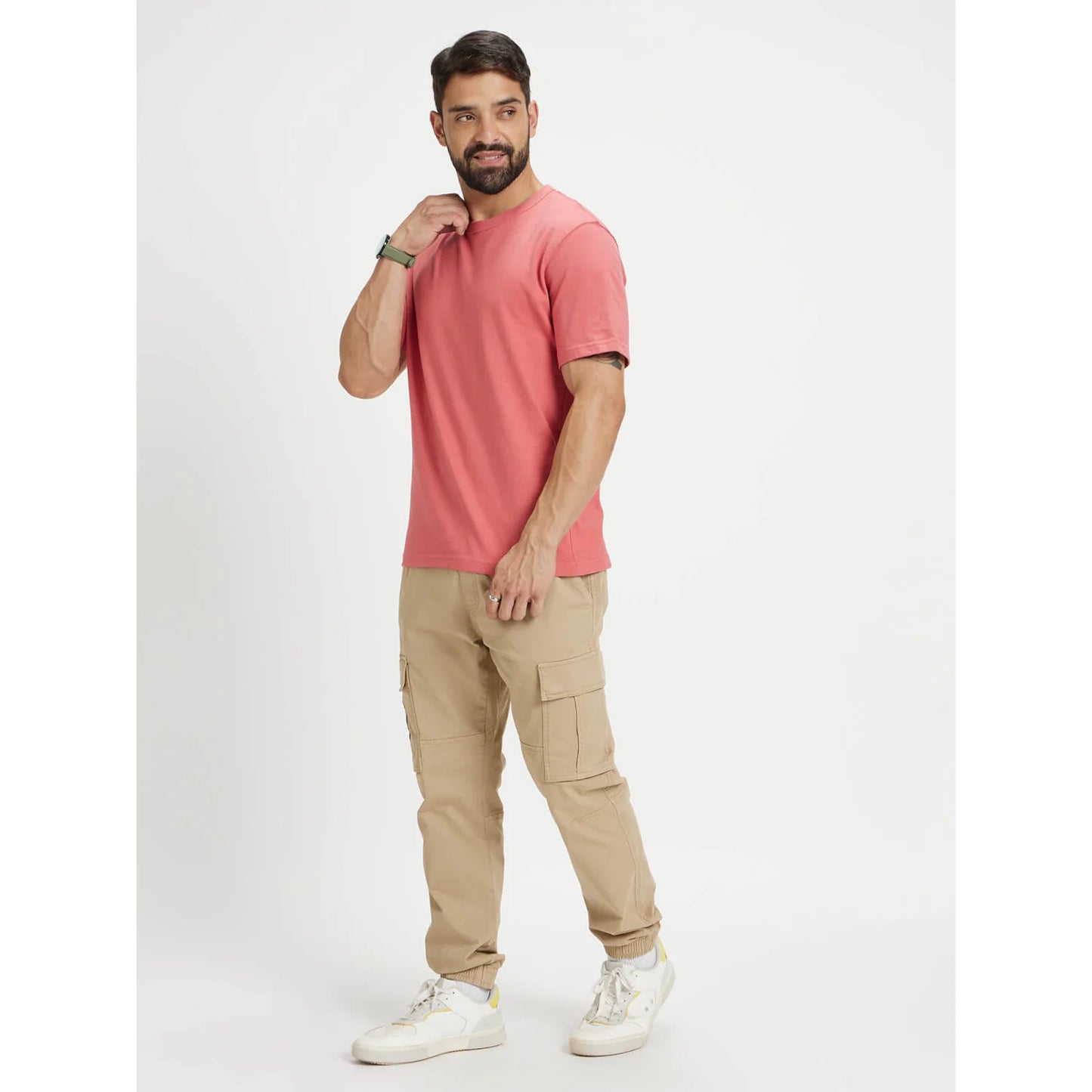 Pink Solid Cotton T-shirt