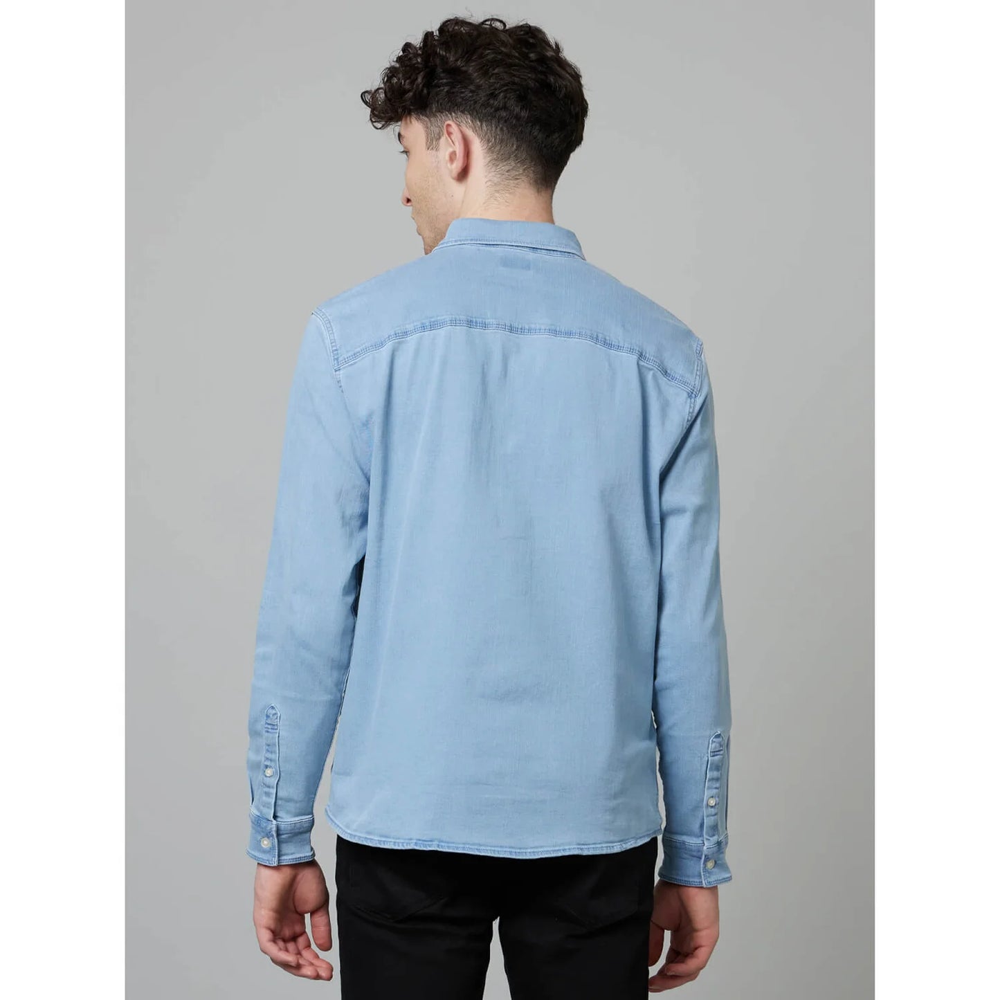 Celio* Solid Regular Fit Cotton Blue Shirt