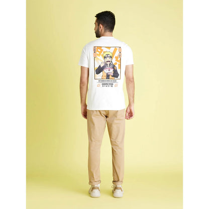 Naruto - White Printed Cotton T-shirt