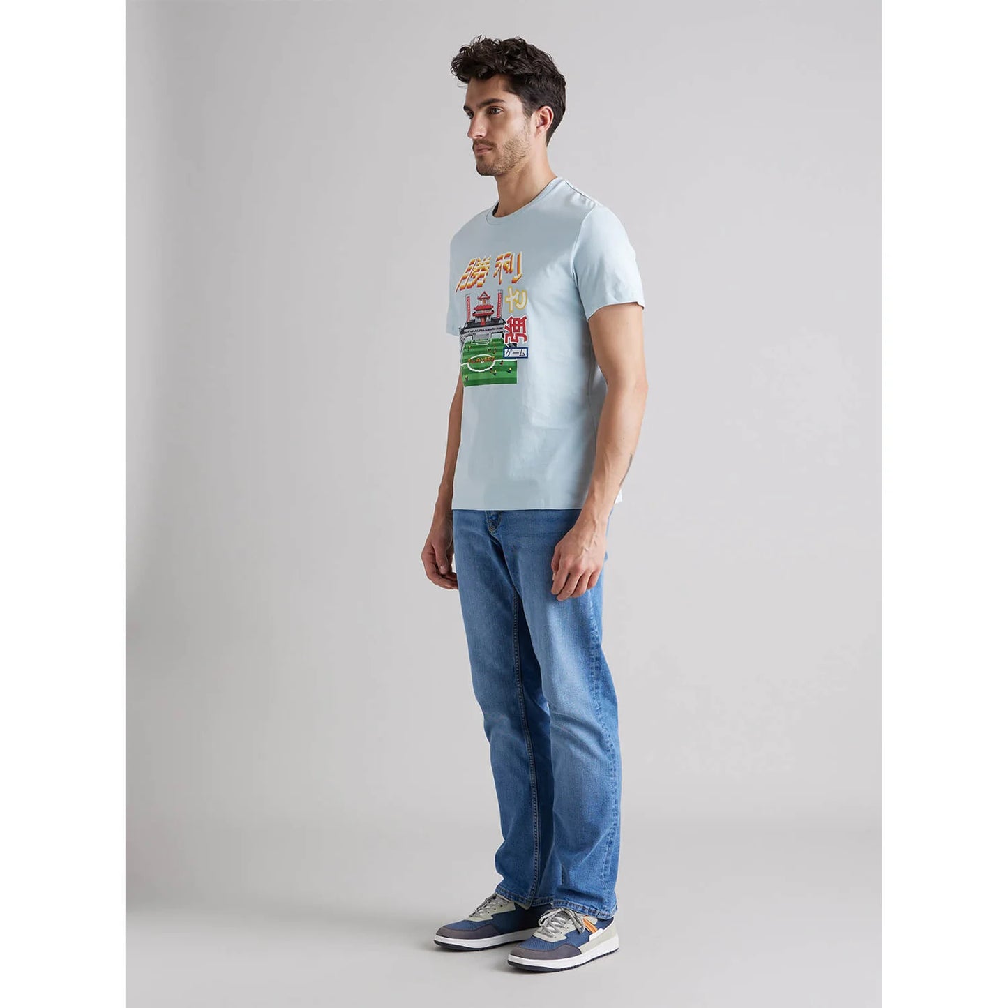 Blue Graphic Printed Cotton T-shirt