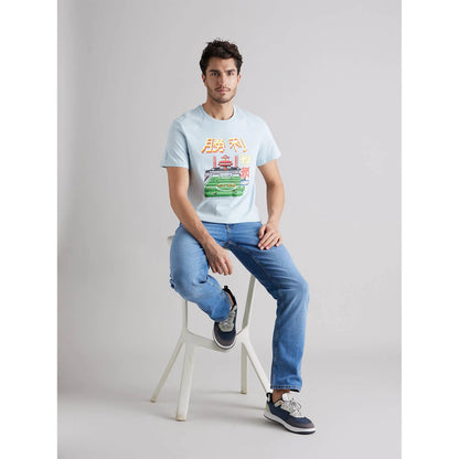 Blue Graphic Printed Cotton T-shirt