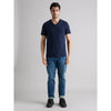 Celio* Solid Regular Fit Cotton Navy Blue T-Shirt