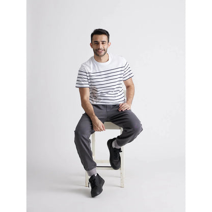 White Striped Cotton T-shirt