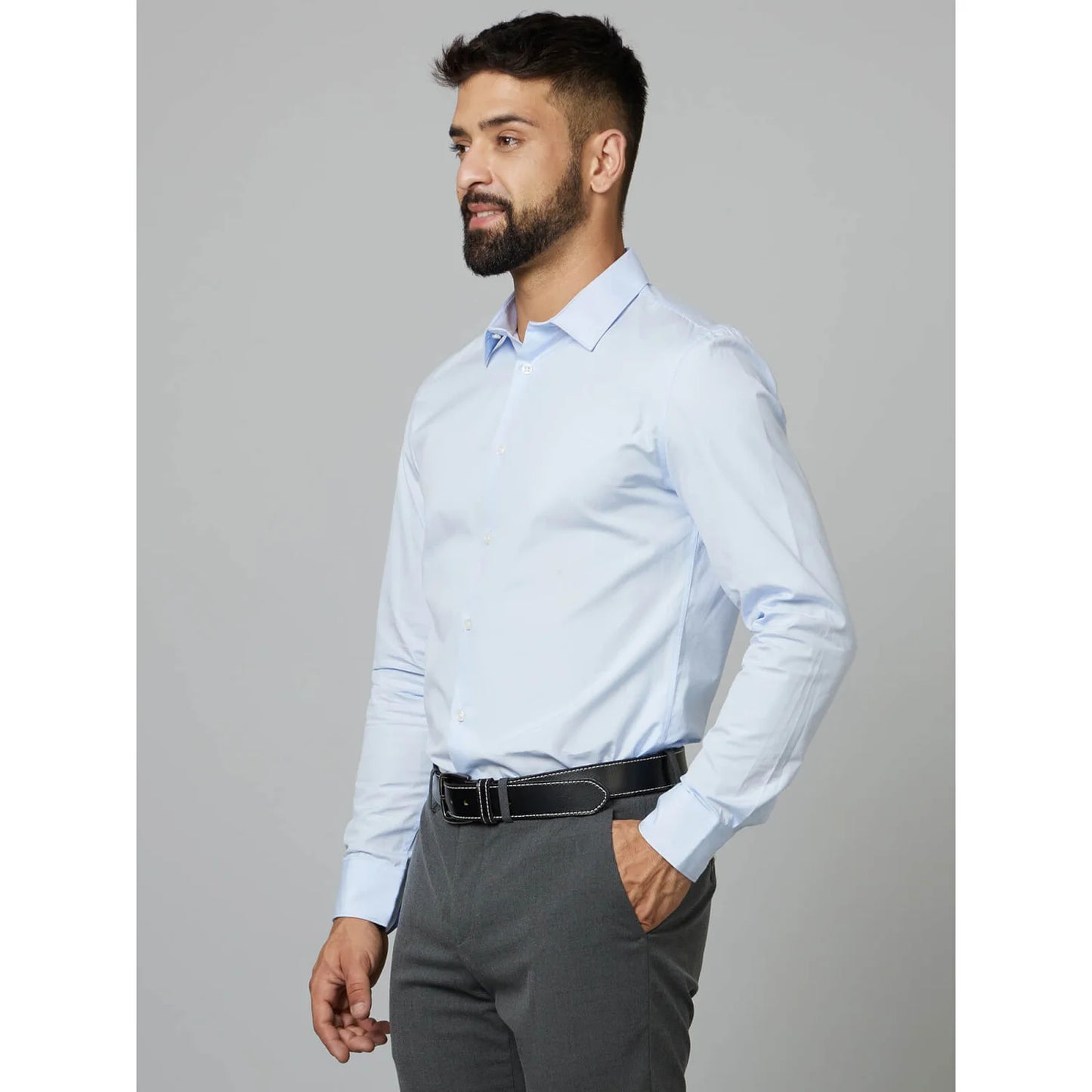 Light Blue Solid Cotton Shirt