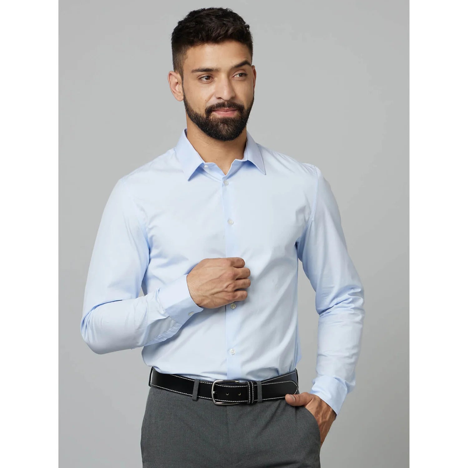 Light Blue Solid Cotton Shirt