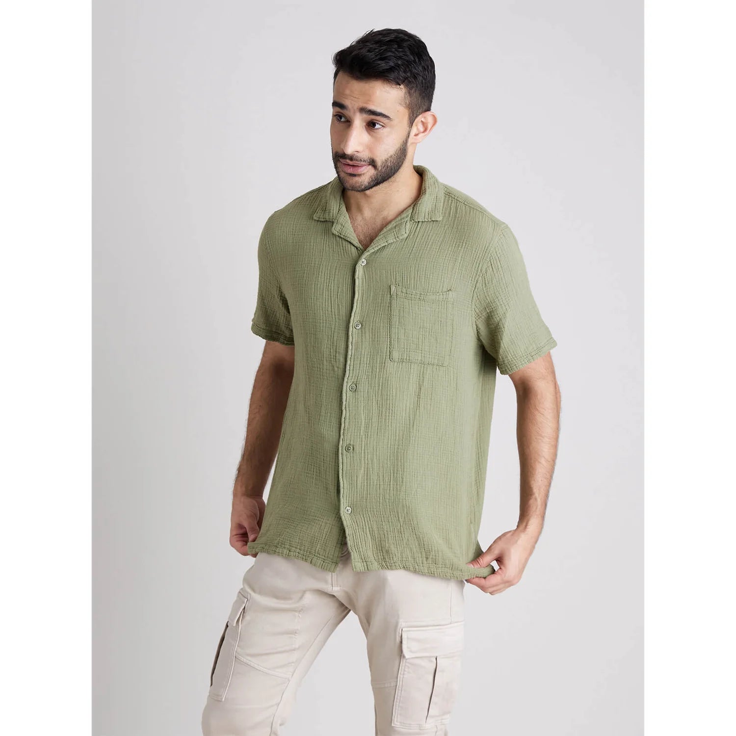 Green Solid Cotton Shirt