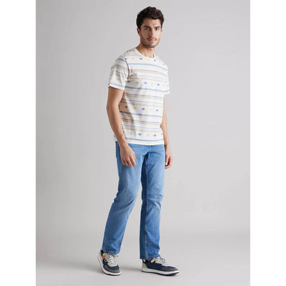 Grey Striped Cotton T-shirt