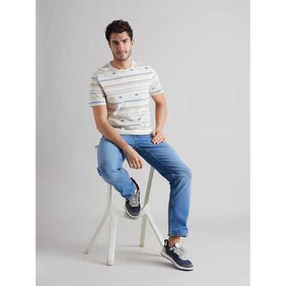 Grey Striped Cotton T-shirt