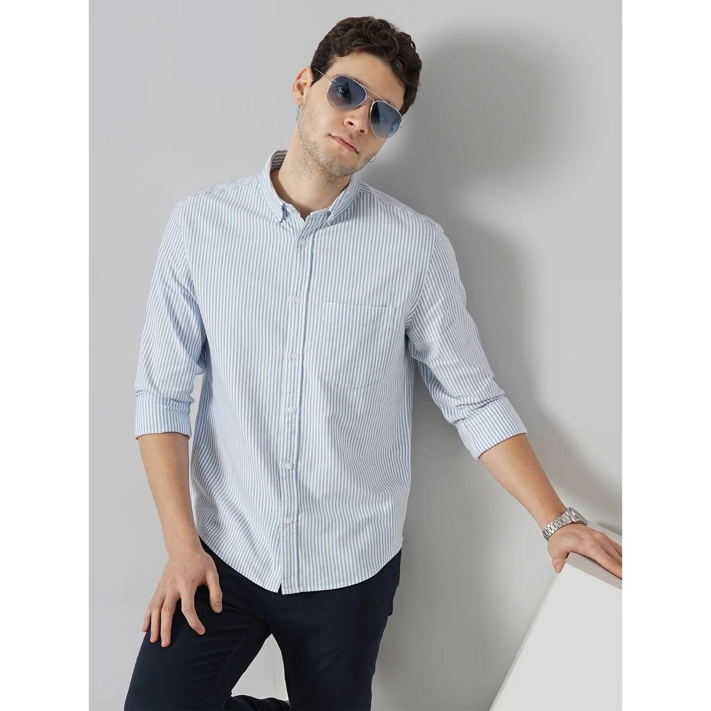 Blue Striped Cotton Shirt