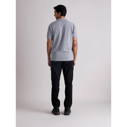 Grey Solid Cotton Polo