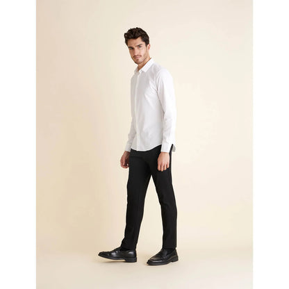 White Solid Cotton Formal Shirt