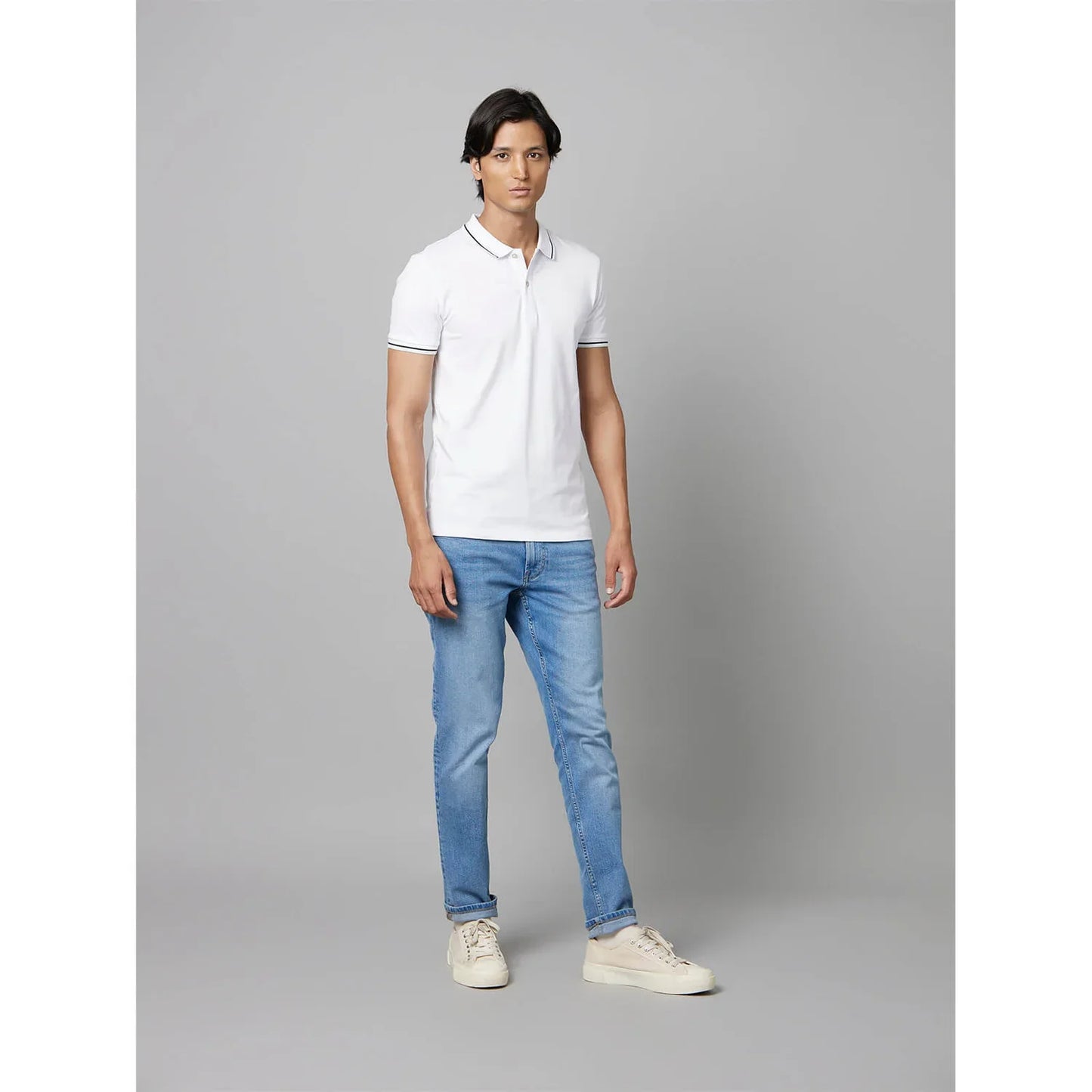 White Solid Cotton T-Shirt