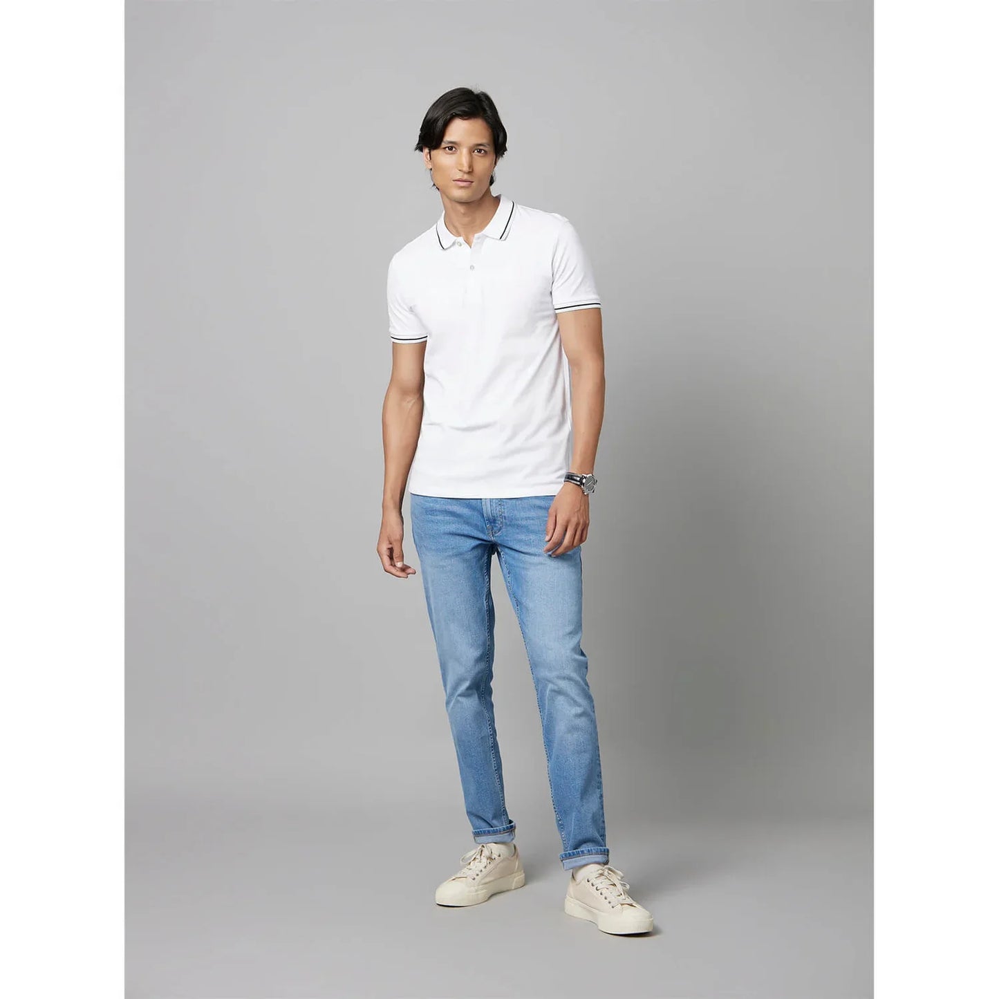 White Solid Cotton T-Shirt