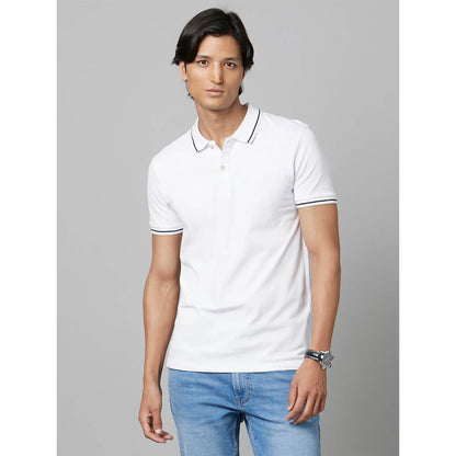 White Solid Cotton Polo