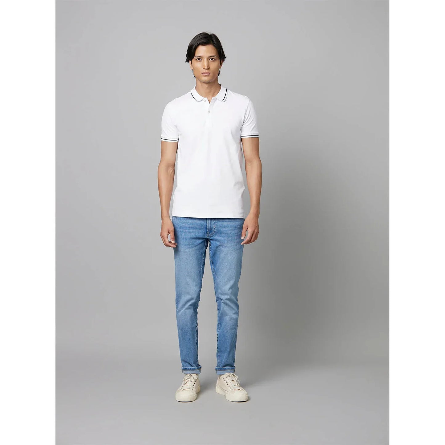 White Solid Cotton T-Shirt