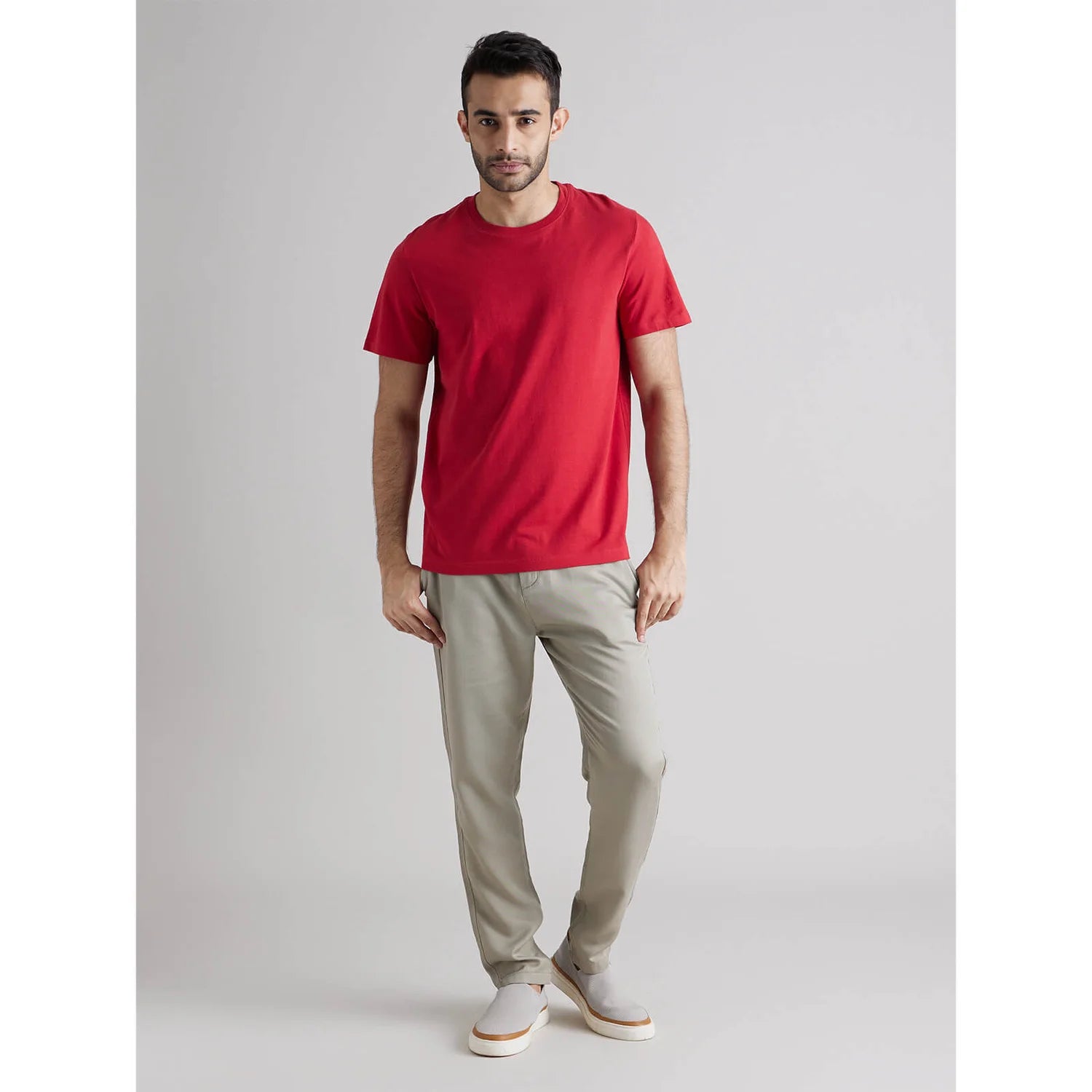 Red Solid Cotton T-shirt