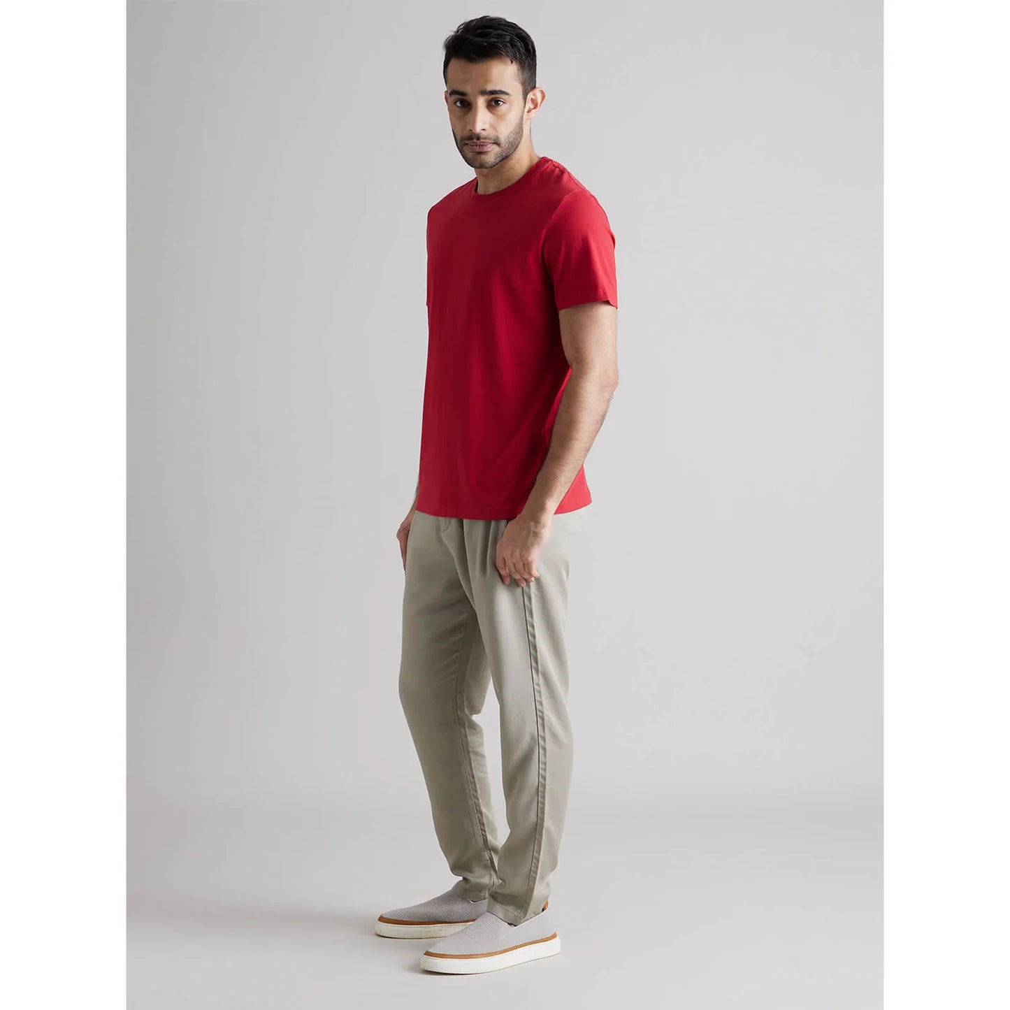 Red Solid Cotton T-shirt