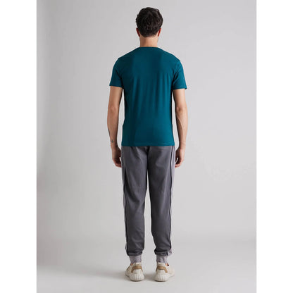 Celio* Solid Regular Fit Cotton Teal T-Shirt