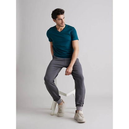 Celio* Solid Regular Fit Cotton Teal T-Shirt