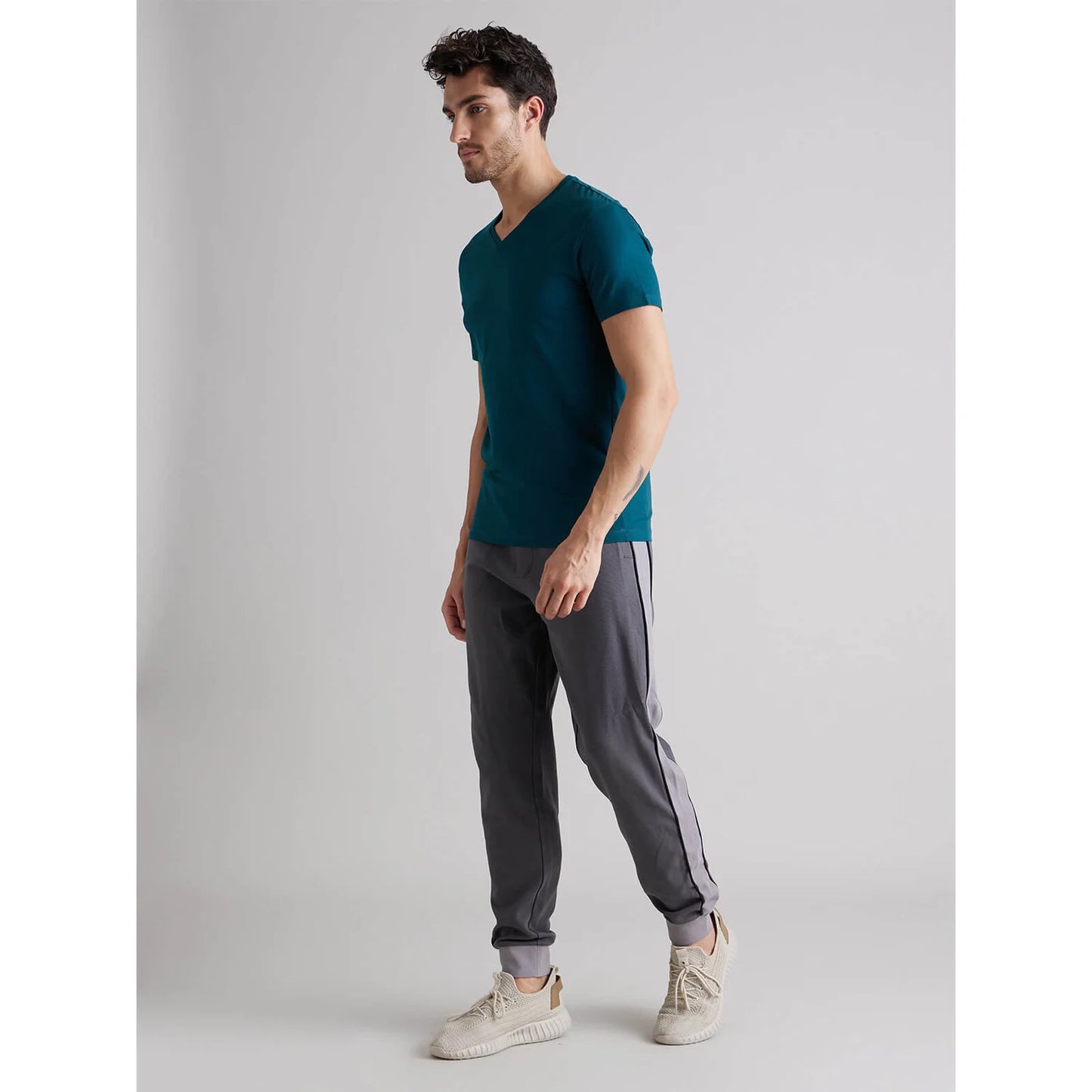 Celio* Solid Regular Fit Cotton Teal T-Shirt