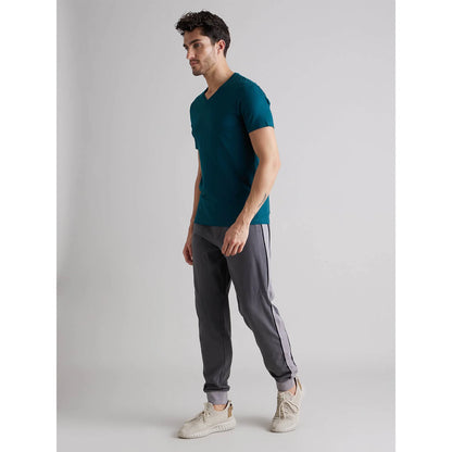 Celio* Solid Regular Fit Cotton Teal T-Shirt
