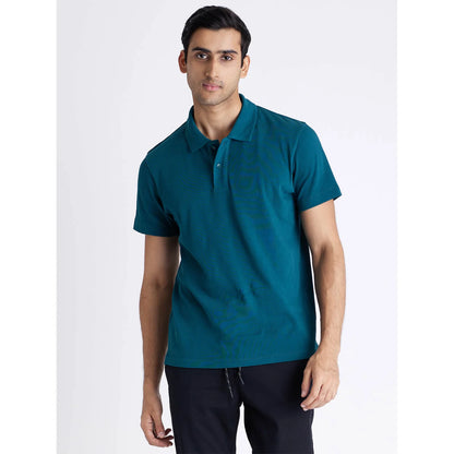 Green Solid Cotton Polo