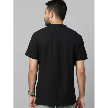 Black Solid Cotton Polo