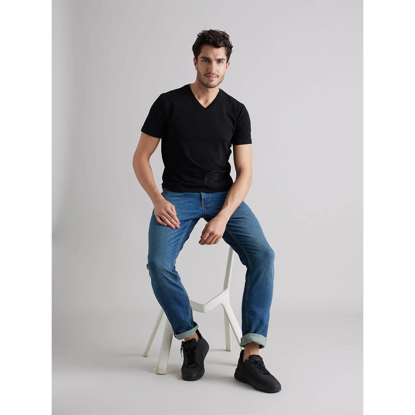 Black Solid Cotton T-shirt