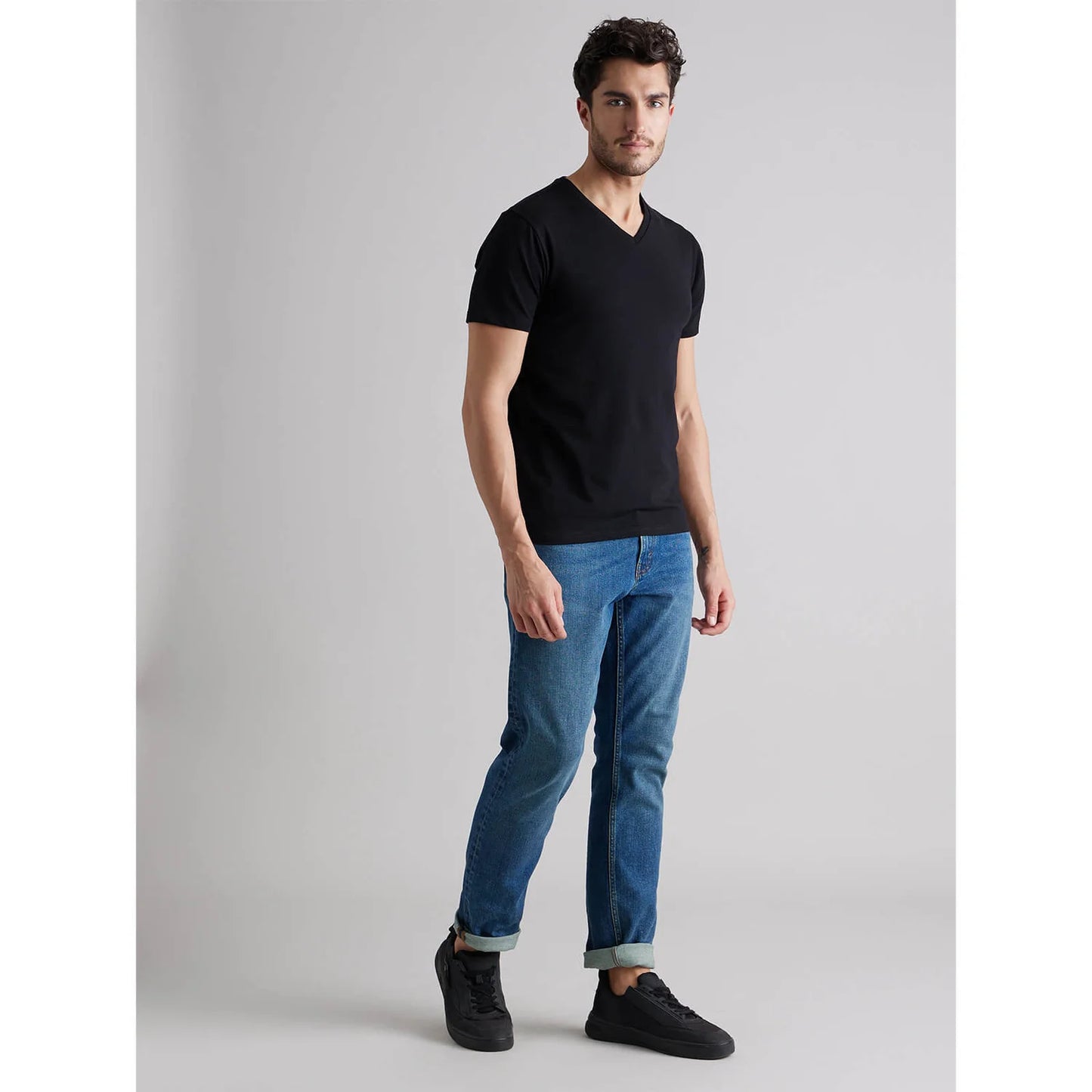 Black Solid Cotton T-shirt