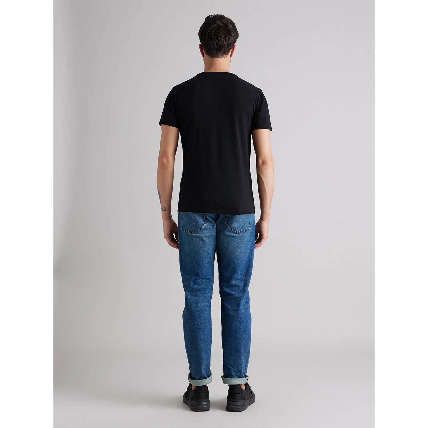 Black Solid Cotton T-shirt