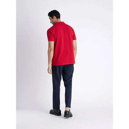 Red Solid Cotton Polo