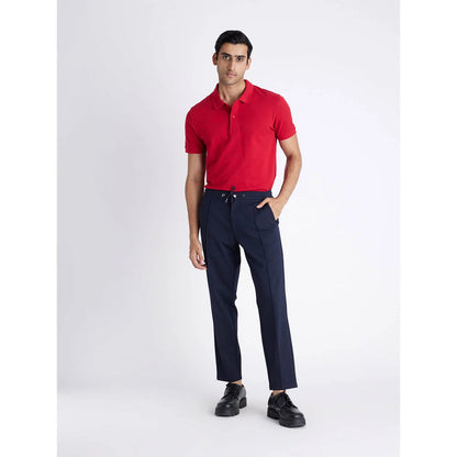 Red Solid Cotton Polo