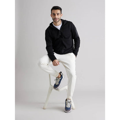 Black Solid Cotton Blend Sweatshirt