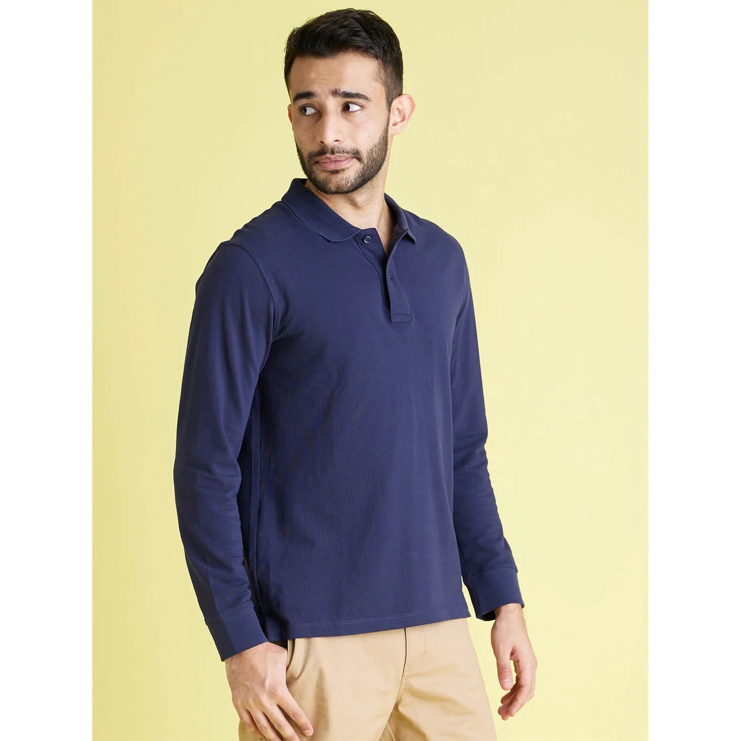 Navy Blue Solid Cotton Polo