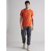 Celio* Solid Regular Fit Cotton Rust T-Shirt