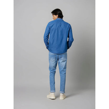 Blue Solid Cotton Shirt