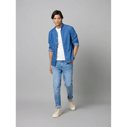 Blue Solid Cotton Shirt