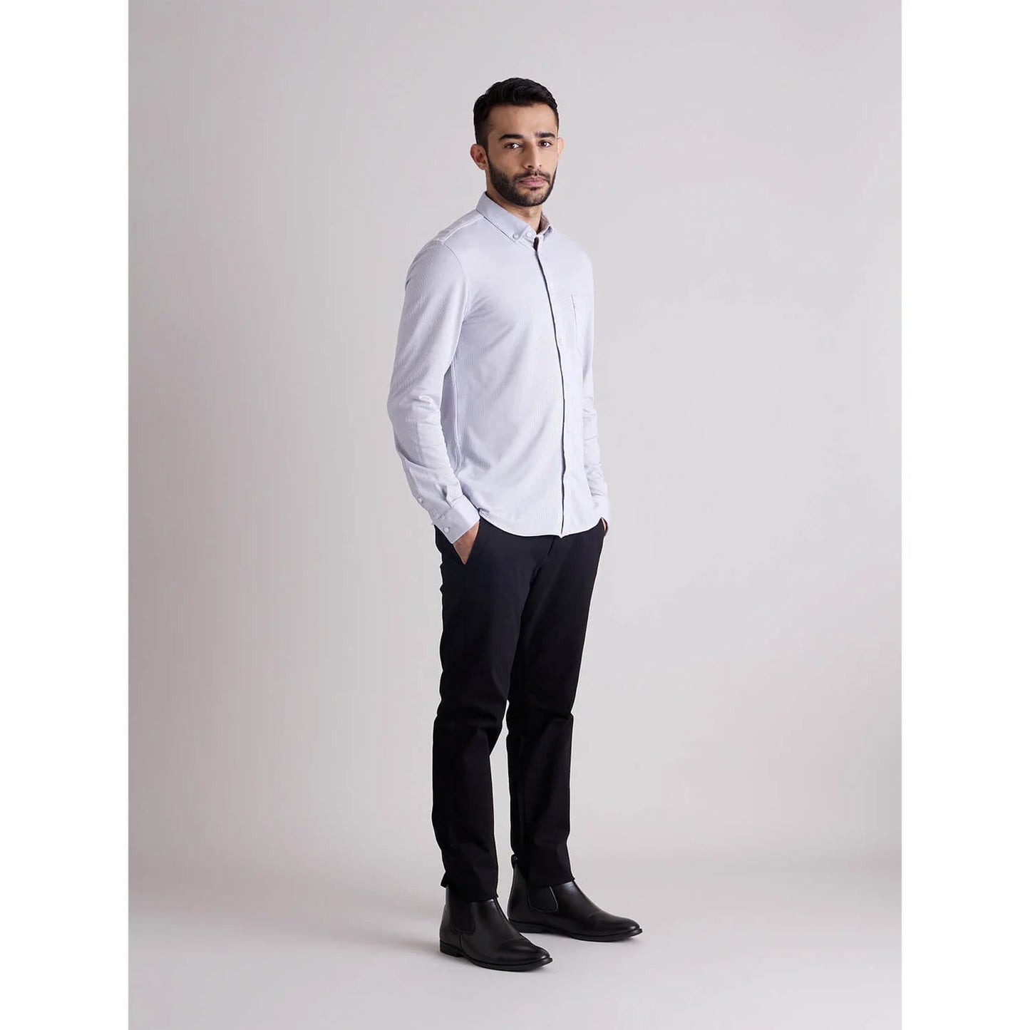 White Striped Cotton Blend Shirt