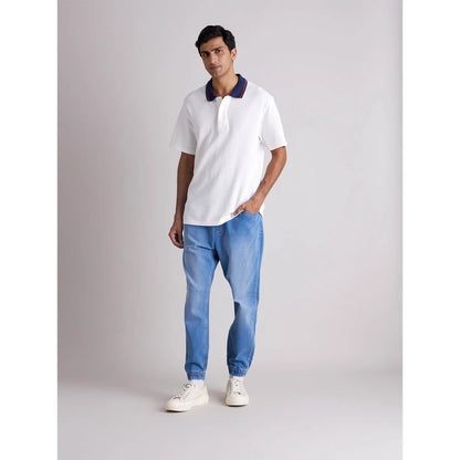 White Solid Cotton Polo